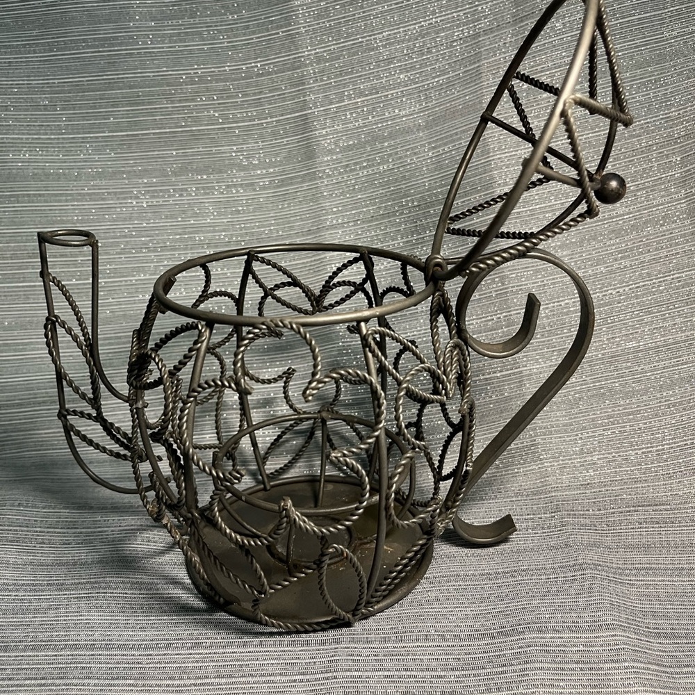 Vintage Metal Teapot Candleholder Farmhouse Ornate - Picture 2 of 7